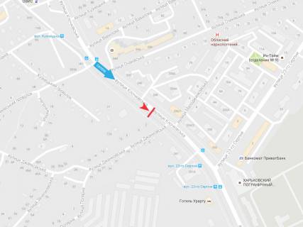 Билборд A в Харькове, 3х6  Клочківська вул. - Джанкойська вул., в центр схема