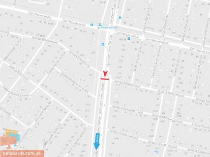 Билборд B в Запорожье Льва Ландау пр-т, 114/1 + Майкопская ул., из центра схема