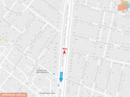 Билборд A в Запорожье Льва Ландау пр-т, 94 +  Ферганская ул., в центр схема
