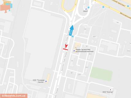 Билборд B в Запорожье Льва Ландау пр-т, 58, из центра схема