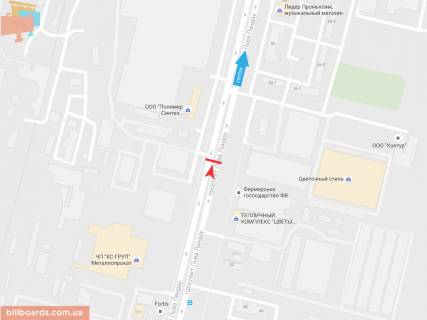 Білборд, Бігборд (Борд)  A у Запоріжжі Льва Ландау пр-т, 52 (2), в центр схема