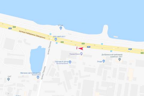 Билборд B в Днепр (Днепропетровск), 3x6  Набережна Заводська ., 11 (Рух транспорту з Центру) схема