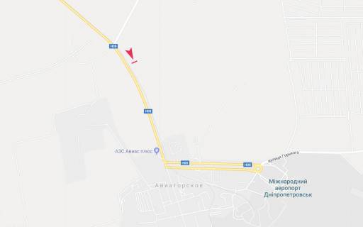 Білборд, Бігборд (Борд)  B у Дніпро (Дніпропетровськ), 3x6  узвіз Близнюківський (вул. Яснополянська) вул. - дорога з Аеропорту, 300м від  перехрестя схема