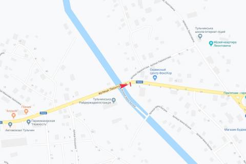Билборд  в Тульчине вул Леонтовича схема