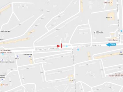 Билборд B в Днепр (Днепропетровск), 3х6  Богдана Хмельницького (Героїв Сталінграда) пр-т,165, з центру схема
