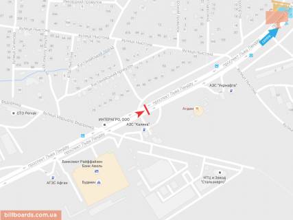 Билборд A в Запорожье Льва Ландау пр-т, 43, в центр схема