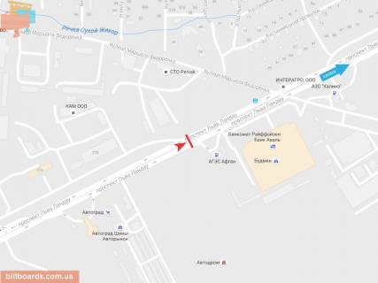 Билборд A в Запорожье Льва Ландау пр-т, 2/2, в центр схема