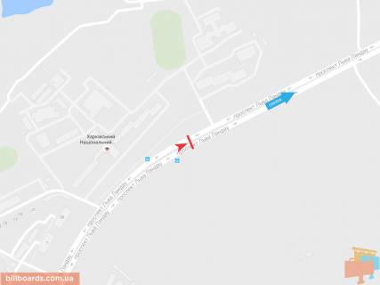 Билборд A в Запорожье Льва Ландау пр-т, 27 (5), в центр схема