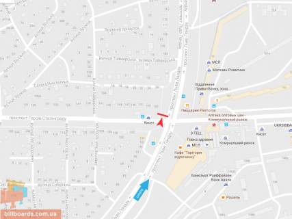 Билборд B в Запорожье Льва Ландау пр-т + Героев Сталинграда пр-т,155, в центр схема
