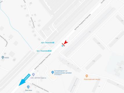 Білборд, Бігборд (Борд)  B у Харкові, 1,24х1,84  Академіка Павлова вул., 132 (зупинка Тараса Редькіна вул. (Пєшкова)), в центр схема