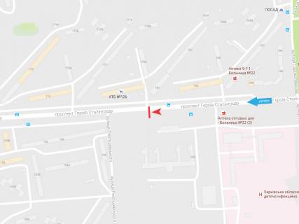Билборд B в Днепр (Днепропетровск), 3х6  Богдана Хмельницького (Героїв Сталінграда) пр-т,160, в центр схема