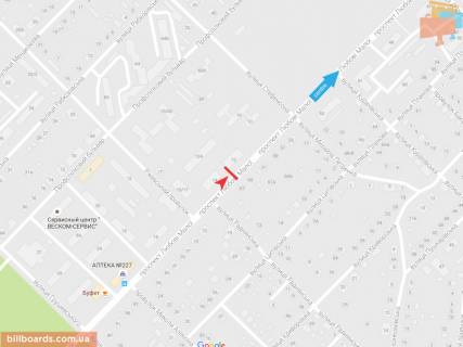Билборд B в Запорожье Любови Малой пр-т,14, в центр схема