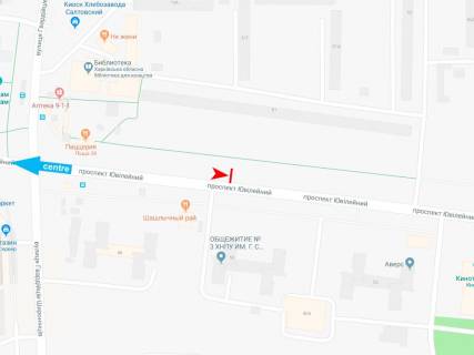 Билборд B в Харькове, 3х6  просп. Ювілейний (П'ятдесятиріччя ВЛКСМ ), 51 (1), з центру (Шашличний рай) схема
