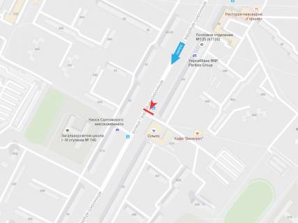 Билборд B в Харькове, 3х6  Гвардійців-Широнінців вул., 44, в центр схема