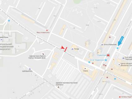 Билборд B в Днепр (Днепропетровск), 3х6  Валентинівська вул.,15, з центру схема