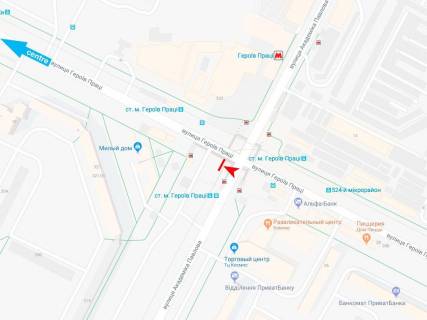 Билборд B в Харькове, 3х6  Нескорених (Героїв Праці) вул. - Академіка Павлова вул., в центр схема