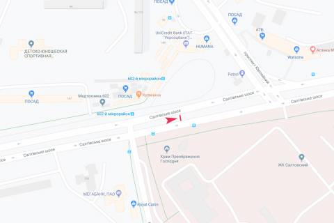 Билборд B в Харькове, 3х6  Салтівське шосе, 264-А, з центру схема