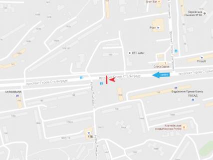 Билборд B в Харькове, 3х6  Байрона (Героїв Сталінграда) пр-т, 146б, в центр схема
