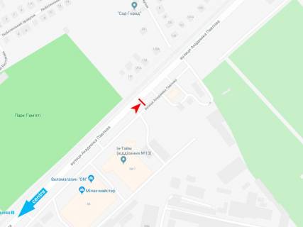 Билборд A в Днепр (Днепропетровск), 3х6  Академіка Павлова вул., 88 (3), з центру (парк Пам'яті) схема