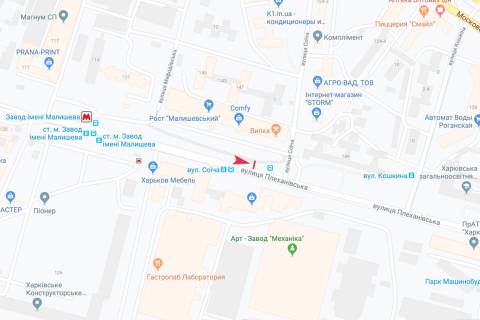 Билборд B в Харькове, 3х6  Георгія Тарасенка (Плеханівська) вул., 135/139 - Соїча вул., з центру схема