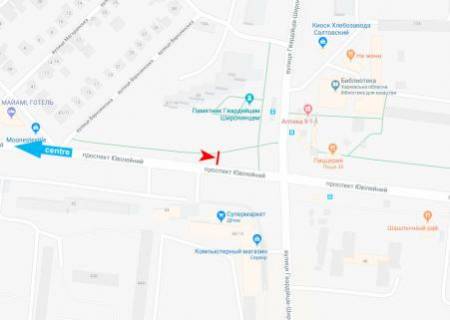 Билборд B в Харькове, 3х6  просп. Ювілейний (П'ятдесятиріччя ВЛКСМ ) 47/19, з центру (віл. Гв.-Широнінців) схема