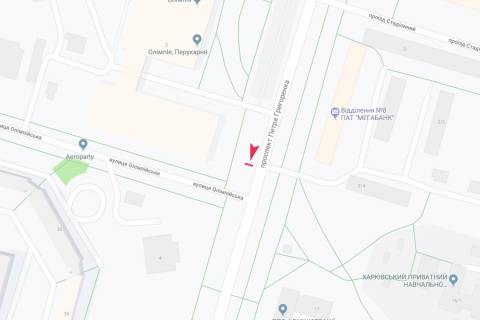 Билборд A в Запорожье Петра Григоренка пр-т, 2 - Олимпийская ул., из центра схема