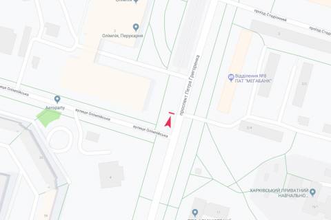 Билборд B в Запорожье Петра Григоренка пр-т, 2 - Олимпийская ул., в центр схема