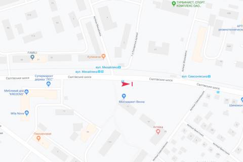 Билборд A в Запорожье Салтовское шоссе, 12, из центра схема