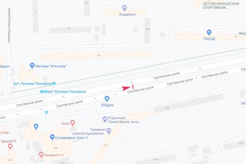 Билборд B в Запорожье Салтовское шоссе, 256, из центра схема