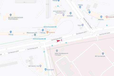 Билборд B в Запорожье Салтовское шоссе, 264-А, из центра схема