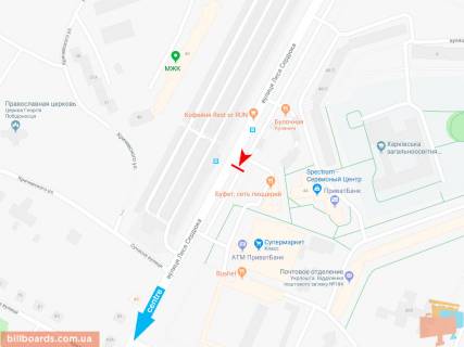 Билборд B в Запорожье Леся Сердюка ул., 44, в центр (Класс) схема