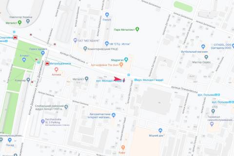 Билборд A в Харькове, 1,24х1,84  Георгія Тарасенка (Плеханівська) вул, 94 (зупинка Добровольців (Молодої Гвардії)), в центр схема