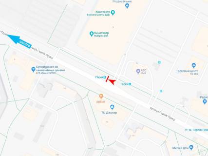 Билборд B в Харькове, 1,24х1,84  Героїв Праці вул., 9 (1) (зупинка Піски), в центр схема