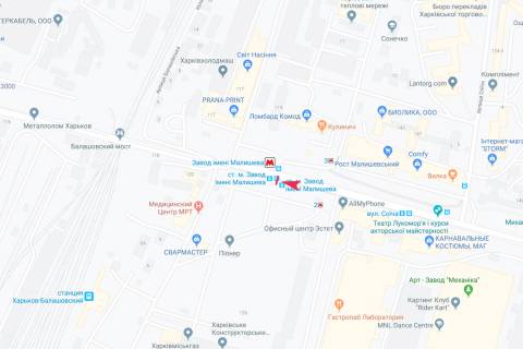Билборд B в Харькове, 1,24х1,84  Георгія Тарасенка (Плеханівська) вул (навпроти будинку № 121) (зупинка ст. м. Заводська (Завод імені Малишева)), в центр схема
