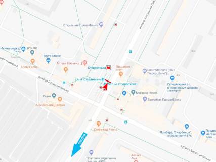 Білборд, Бігборд (Борд)  B у Харкові, 1,24х1,84  Академіка Павлова вул., 307 (зупинка ст. м. Студентська), з центру схема