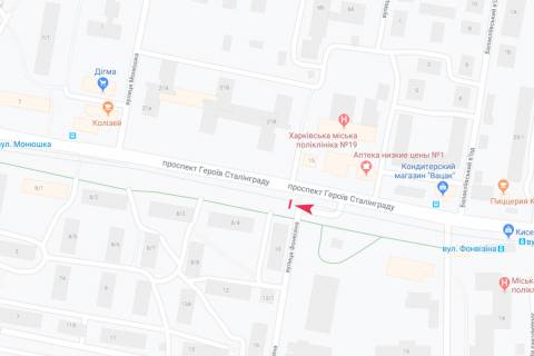 Билборд B в Днепр (Днепропетровск), 3х6  Богдана Хмельницького (Героїв Сталінграда) пр-т - Сотницька (Фонвізіна) вул., 10, в центр схема