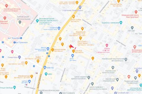 Видеоборд A в Харькове, 3,1х2,2  Ярослава Мудрого (Петровського) вул., 6/8 - Міроносицька вул., (Бутик"Воронін"), центр - 497071 схема