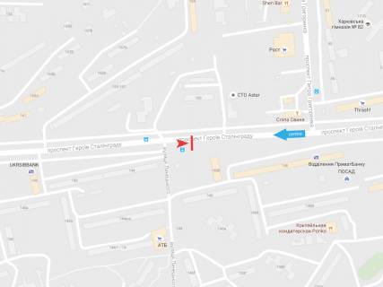 Билборд A в Харькове, 3х6  Байрона (Героїв Сталінграда) пр-т, 146б, з центру схема