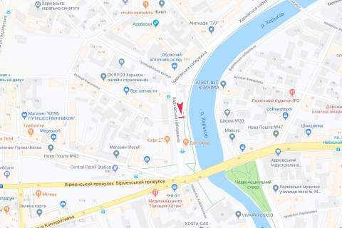 Бэклайт B в Харькове, 3,1х2,2  Харківська набережна, 2-а - Миколаївська (Короленка) вул., в центр схема