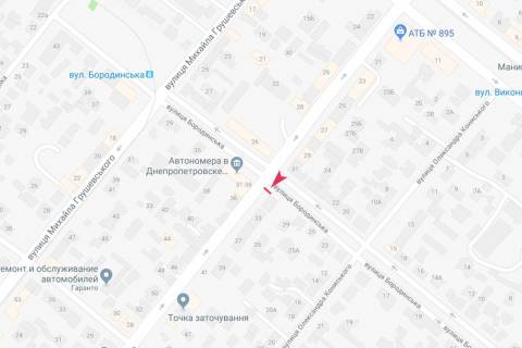 Бэклайт B в Днепр (Днепропетровск), 2.3x3.14  Олександра Кониського (Володарського) вул. - Вартових Неба (Бородинська) вул. схема