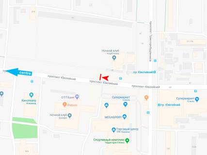 Билборд A в Харькове, 3х6  просп. Ювілейний (П'ятдесятиріччя ВЛКСМ ) 55-А, в центр (ТРК Україна) схема
