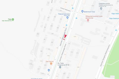 Билборд A в Днепр (Днепропетровск), 3x6  Олександра Поля (Кірова) пр-т, 96. Напрямок руху транспорту вгору, до ст. Незалежності (Титова) схема