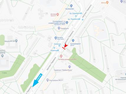 Билборд B в Днепр (Днепропетровск), 3х6  Перемоги пр-т, 70-Д, в центр схема