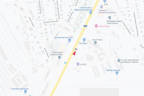 Билборд A в Харькове, 1,24х1,84  Мереф'янське шосе, 13-б (зупинка Резервна), з центру схема
