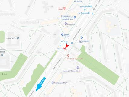 Билборд B в Харькове, 1,24х1,84  Перемоги пр-т, 74 (зупинка Сонячна) схема