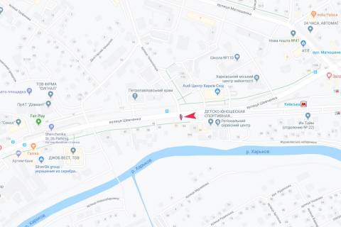 Билборд B в Харькове, 1,24х1,84  Шевченка, 56 (зупинка 23-я дитяча лікарня), в центр схема