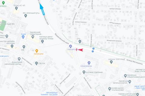 Білборд, Бігборд (Борд)  B у Харкові, 3х6  Матюшенка вул. -  Петропавлівська (Челюскінців) вул. схема
