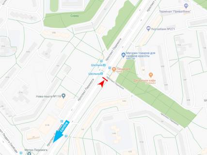 Билборд A в Днепр (Днепропетровск), 3х6  Перемоги пр-т, 64-Б, з центру схема