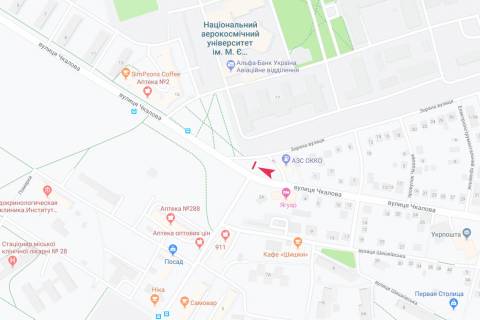 Билборд A в Днепр (Днепропетровск), 3х6  Святослава Хороброго (Чкалова) вул. - Зоряна вул., в центр схема