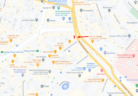 Видеоборд A в Киеве, 5,12х13,44  Велика Васильківська вул. (Червоноармійська)., 9/2 (Кут) - 497083 схема